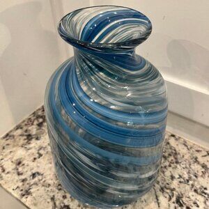 Blue Swirl Glass Vase